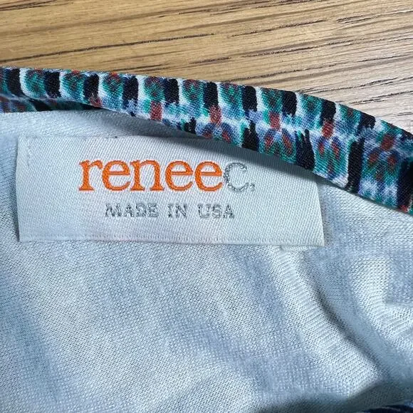 Renee C Wynne Knit Maxi Dress Blue Paisley Womens Medium Vacation Resortwear - Picture 4 of 6